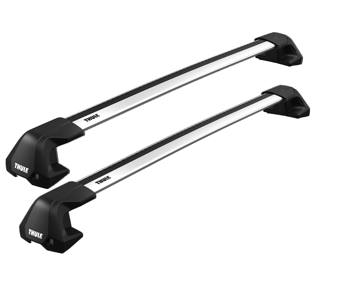 Bagażnik Thule Edge Clamp ze srebrnymi belkami WingBar Edge bez wystających końcówek
