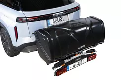 Komplet Aguri – Box 380 l na hak + Platforma Active Bike Pro 3 Silver (3 rowery)