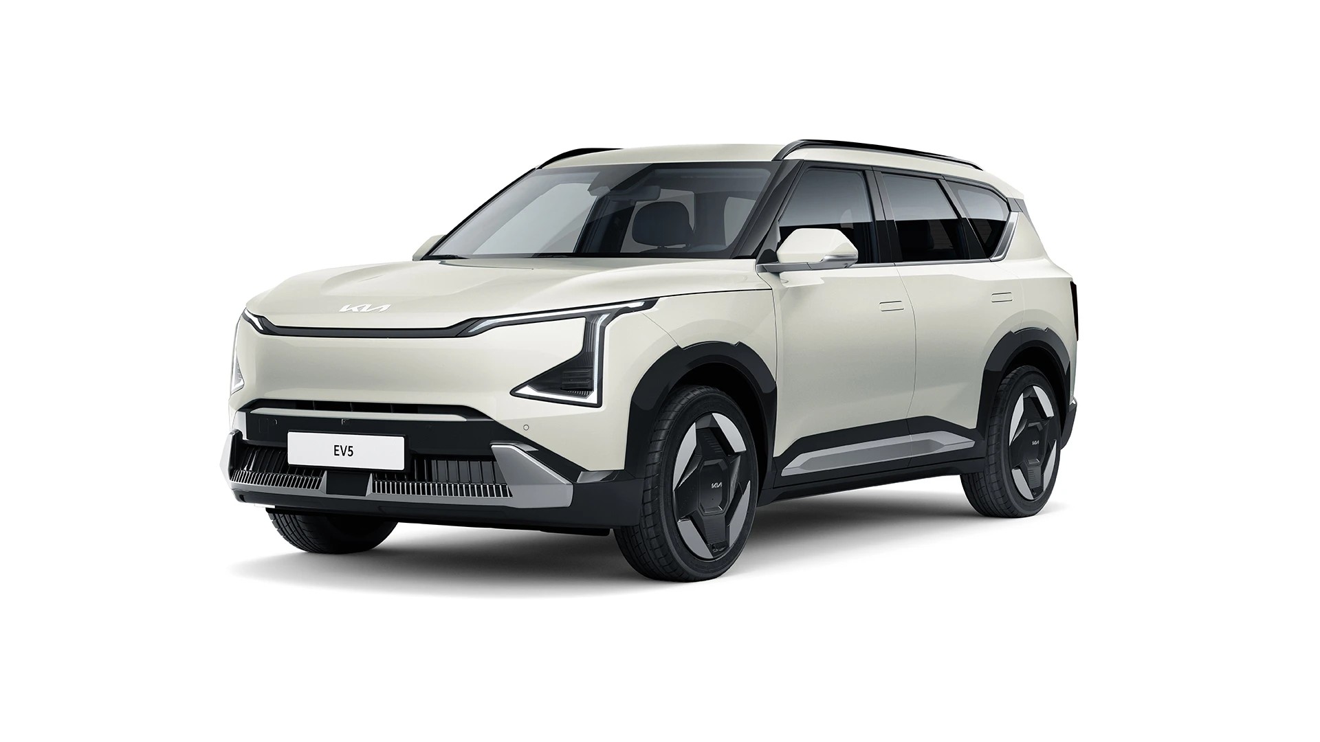 Kia EV5 z fabrycznymi relingami zintegrowanymi przed montażem bagażnika dachowego Cruz S-FIX