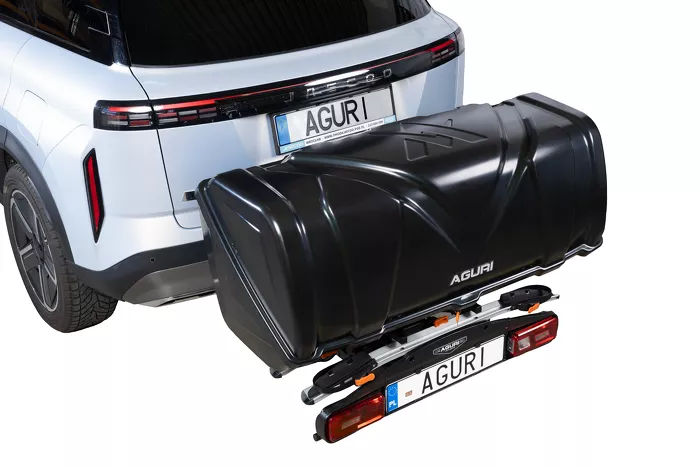 Komplet Aguri – Box 380 l na hak + Platforma Active Bike Pro 2 Silver (2 rowery)
