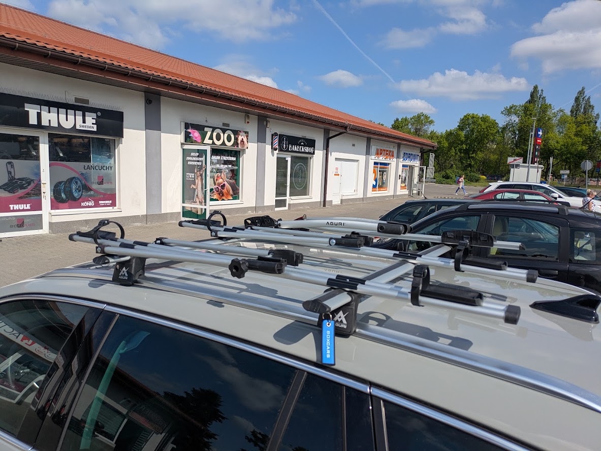 Aluminiowe belki Aguri Runner z rowkiem T 20 mm do montażu uchwytów rowerowych