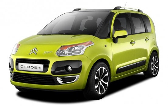 Citroën C3 Picasso 2009–2017 z relingami – zdjęcie samochodu do doboru bagażnika dachowego