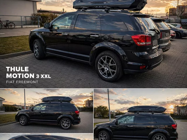 Montujemy Box dachowy Thule Motion 3 XXL do samochodu Fiat Freemont oraz bagażnik dachowy Thule WIngabr