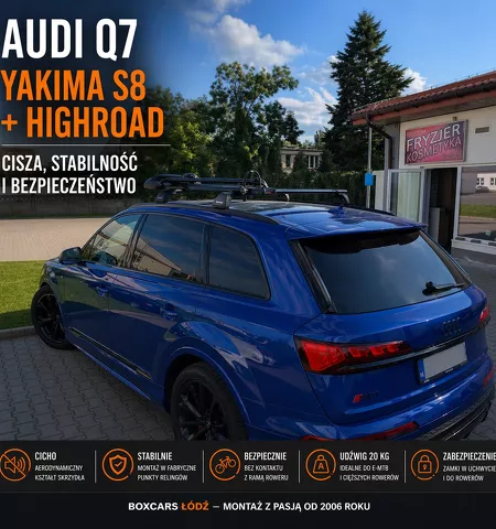 Montujemy bagażnik rowerowy Yakima HighRoad do samochodu Audi Q7 oraz bagażnik bazowy Yakima