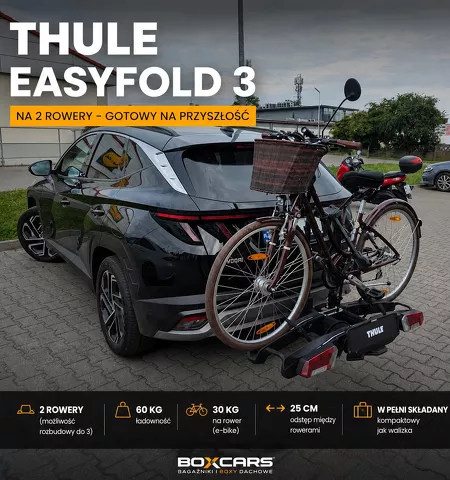 Montujemy bagażnik rowerowy na Hak Thule EasyFold 3 na dwa rowery do samochodu Hyundai Tucson