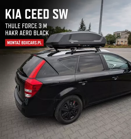 Montujemy Box dachowy Thule Force 3 M do samochodu Kia Ceed Sw kombi z relingami i bagażnik Hakr Aero