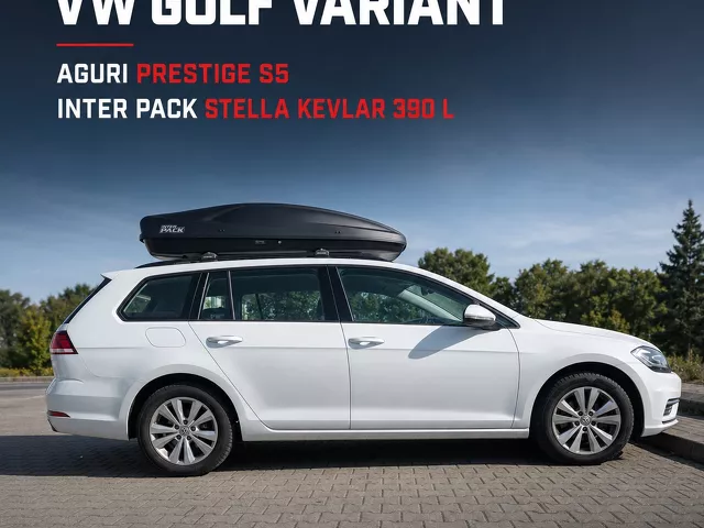 Montujemy Box dachowy Inter Pack Stella do samochodu Volkswagen Golf kombi z relingami i bagażnik Aguri Prestige 5