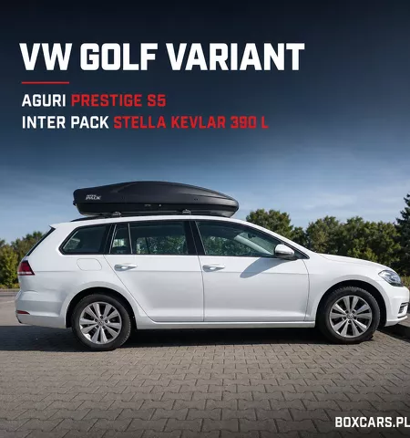 Montujemy Box dachowy Inter Pack Stella do samochodu Volkswagen Golf kombi z relingami i bagażnik Aguri Prestige 5