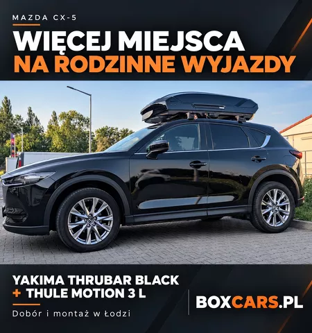 Montujemy Bagażnik dachowy Mazda CX-5 Yakima Black i box Thule Motion 3 L