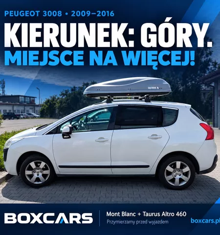 Montujemy Bagażnik dachowy do Peugeot 3008 Mont Blanc oraz box dachowy Taurus Altro